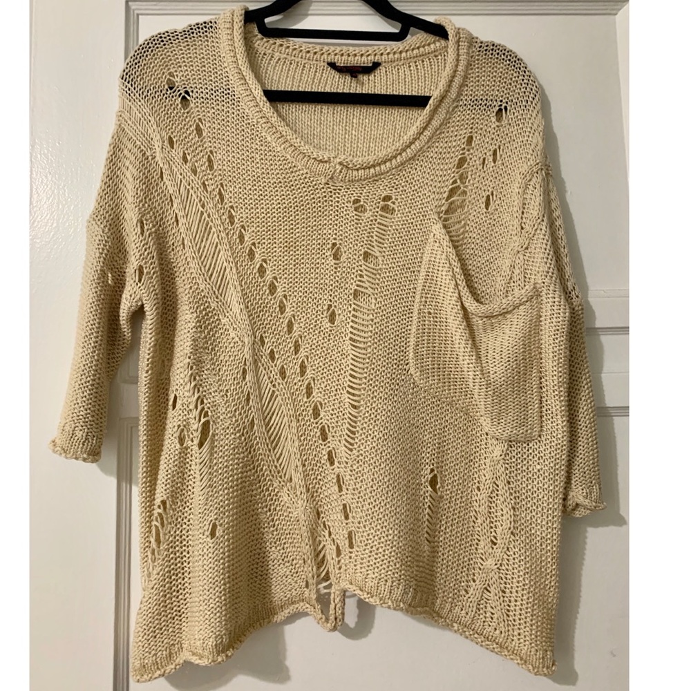 Distressed Cream Sweater size S